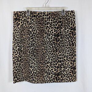 Michael Kors Leopard Print Pencil Skirt Animal Black Brown Gold Zipper Womens XL